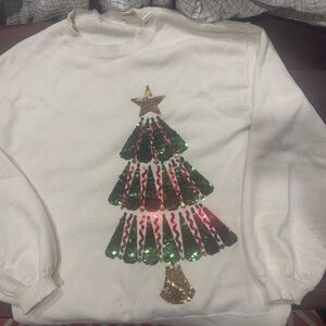 Festive Christmas Tree Sweater - White